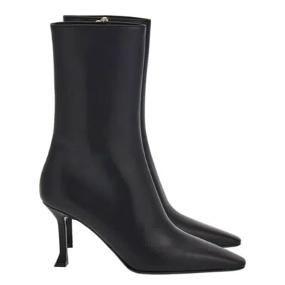 Ferragamo Selema Leather Ankle Boots In Black