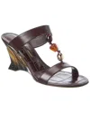 Ferragamo Seleny Croc-embossed Leather Wedge Sandal In Brown