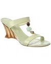 Ferragamo Seleny Croc-embossed Leather Wedge Sandal In Green