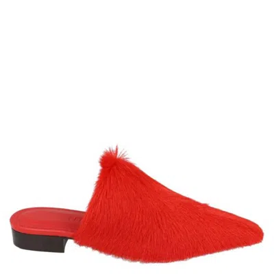 Ferragamo Selestina Fur Mules In Red