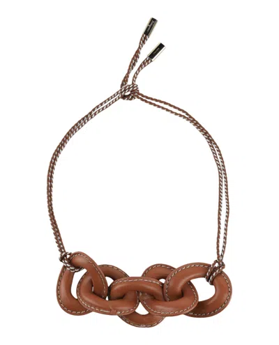 Ferragamo Sella Leather Choker Necklace In Multi