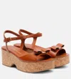 Ferragamo Selna Leather Wedge Sandals In Neutral
