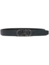 Ferragamo Semi-matte Gancini Reversible And Adjustable Belt In Black