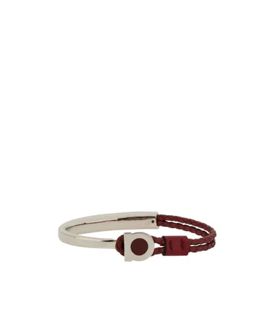 Ferragamo Gancini Braided-leather Bracelet In Multi