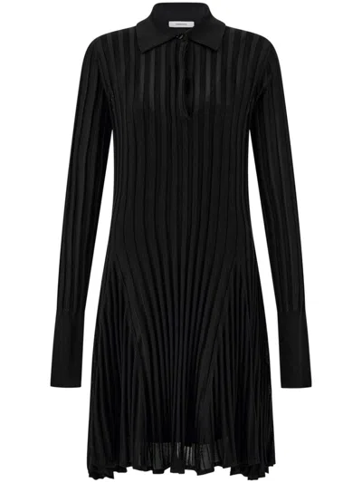 Ferragamo Semi-sheer Skater Dress In Black