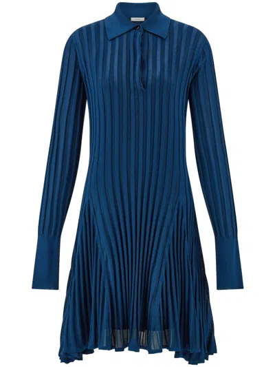 Ferragamo Semi-sheer Skater Dress In Blue
