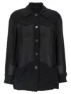 Ferragamo Semi-transparent Wool Jacket Puffer Jackets Black In Black