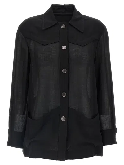 FERRAGAMO SEMI-TRANSPARENT WOOL JACKET