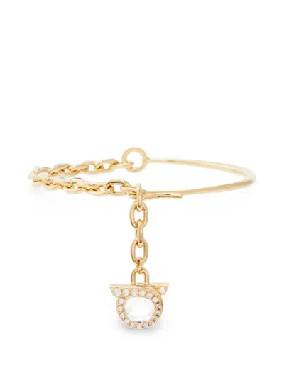 Ferragamo Semi-rigid Half-chain Gancini Bracelet In Gold