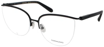 Ferragamo Semi-rimless Rectangular Eyeglasses 56-18-140 In 001 - Black / Demo