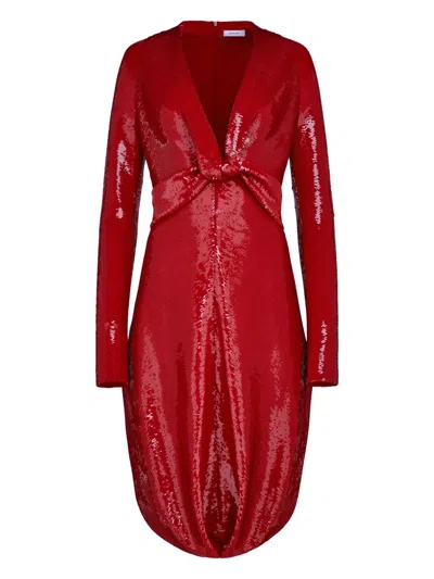 Ferragamo Sequin-embellished Midi Dress In Red