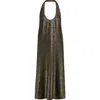 Ferragamo Sequin Halter Cocktail Dress In Concrete