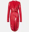 Ferragamo Sequin-embellished Midi Dress In Red