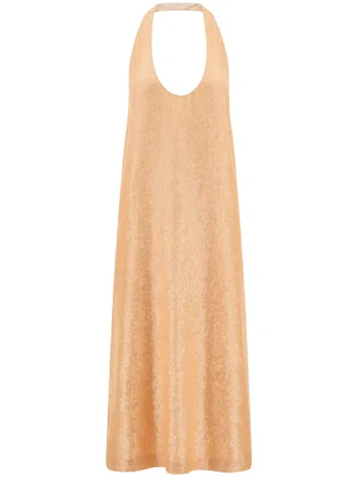 Ferragamo Sequin Embellished Dress In Pink
