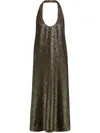 Ferragamo Sequin Halter Cocktail Dress In Green