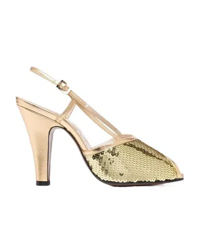 Ferragamo Sequins Adorn High-heeled Sandals In Nude