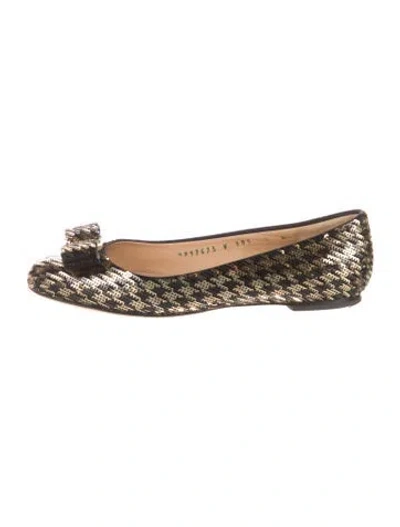 Pre-owned Ferragamo Sequins Animal Print Ballet Flats In Multi