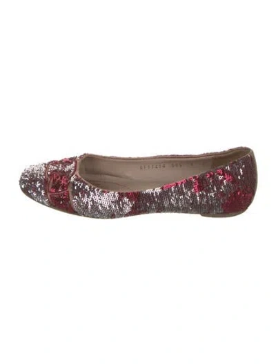 Pre-owned Ferragamo Sequins Patterned Ballet Flats In Red