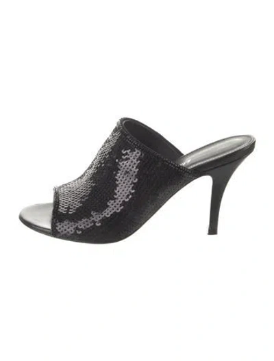 Pre-owned Ferragamo Sequins Sequin Embellishments Slides In Black