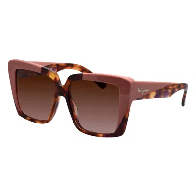 Ferragamo Sf 1060s 641 55mm Womens Square Sunglasses In Pink