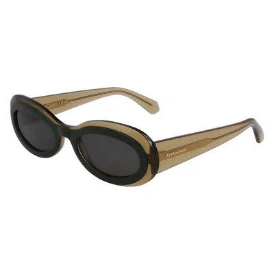 Ferragamo Sf 2003s 327 54mm Womens Oval Sunglasses In Brown