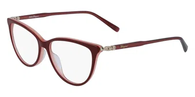 Ferragamo Sf 2870 606 Women's Glasses Burgundy Size 53 - Free Lenses - Blue Light Block Available In Brown