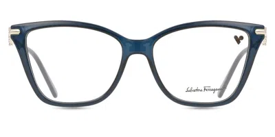 Ferragamo Sf 2949r 432 Women's Glasses Blue Size 54 - Free Lenses - Blue Light Block Available