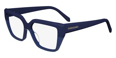 Ferragamo Sf 2971 414 Women's Glasses Blue Size 53 - Free Lenses - Blue Light Block Available In Gold