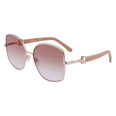 Ferragamo Sf 304s 772 58mm Womens Oval Sunglasses In Pink