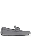 Ferragamo Logo-plaque Leather Loafers In Gray