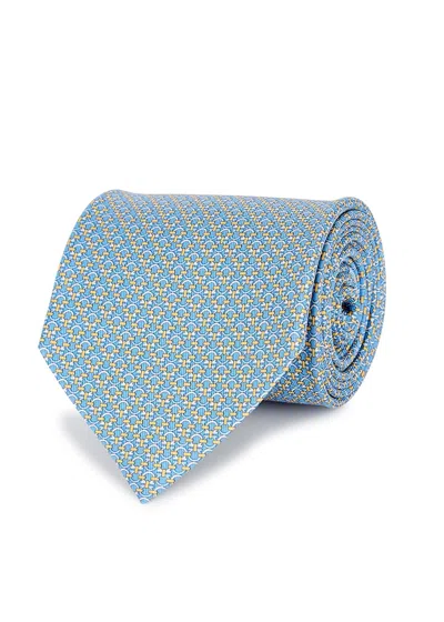 Ferragamo Sf Gancio Silk Tie In Blue
