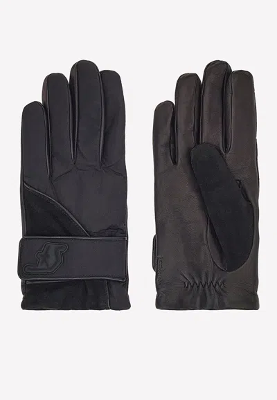 Ferragamo Sf Patch Hand Gloves In Black