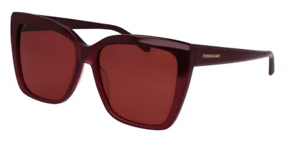 Ferragamo Sf1102s 606 Women's Sunglasses Burgundy Size 58