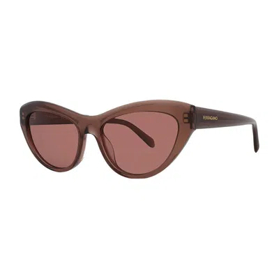 Ferragamo Sf1103s Mini Transparent Sunglasses In Brown