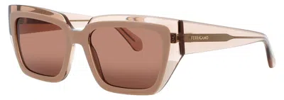 Ferragamo Sf2002s Mini Brown Sunglasses With Acetate Frames