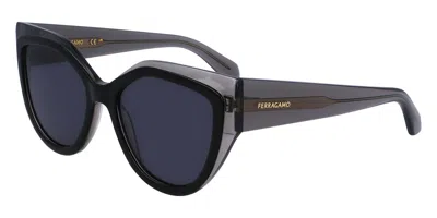Ferragamo Grey Butterfly Ladies Sunglasses Sf2004s 024 53 In Blue