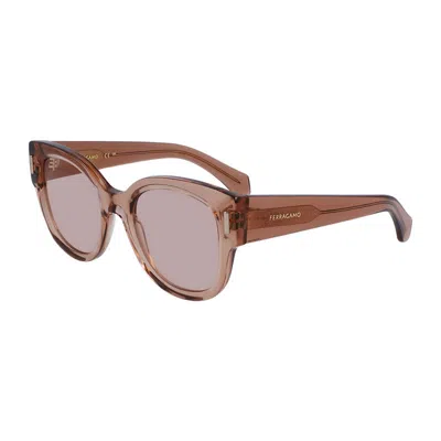 Ferragamo Sf2007s 260 Transparent Nude/blush In Beige