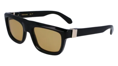 Pre-owned Ferragamo Sf2009s 011 Black/gold 56/21/145 Male Sunglasses