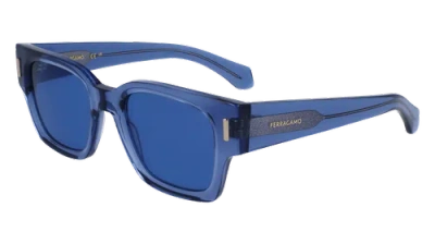 Pre-owned Ferragamo Sf2010s 432 Clear Blue 52/21/145 Male Sunglasses