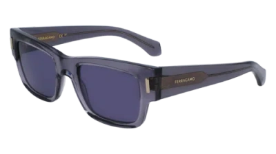 Pre-owned Ferragamo Sf2011s 020 Clear Grey 53/21/140 Male Sunglasses