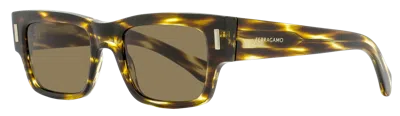 Ferragamo Sf2011s Rectangular Rivet Sunglasses In Brown