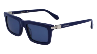 Pre-owned Ferragamo Sf2015s 414 Blue Navy 53/20/145 Male Sunglasses