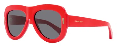 Ferragamo Sf2029se Thick-rimmed Pilot Sunglasses In Red