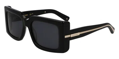 Ferragamo Grey Square Ladies Sunglasses Sf2032s 001 55 In Black