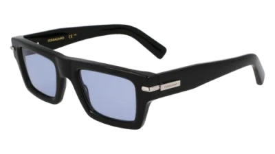 Pre-owned Ferragamo Sf2034s 006 Black/azure 50/22/145 Male Sunglasses