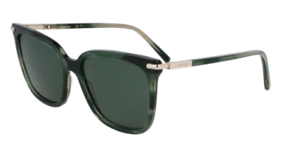 Pre-owned Ferragamo Sf2037s 315 Striped Green 56/18/145 Female Sunglasses