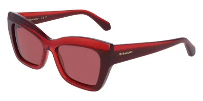 Ferragamo Red Cat Eye Ladies Sunglasses Sf2065s 613 54