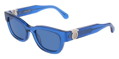 Ferragamo Blue Square Ladies Sunglasses Sf2067s 432 52 In White
