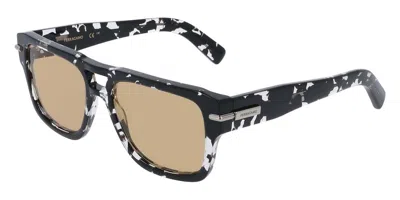 Ferragamo Double Bridge Square Sunglasses, 56mm In Black Tortoise