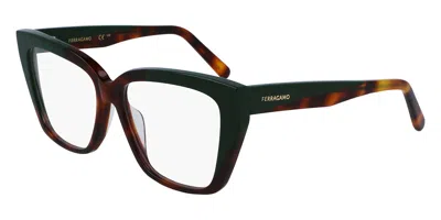 Ferragamo Sf2939n Asian Fit 220 Women's Glasses Green Size 54 - Free Lenses - Blue Light Block Available In Brown